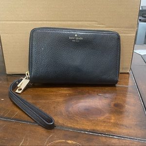 Kate Spade black leather two pouch wallet